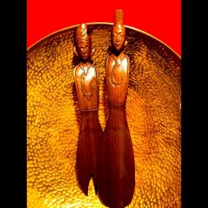 Vintage 80’s African Wooden Hand- carved Salad Servers